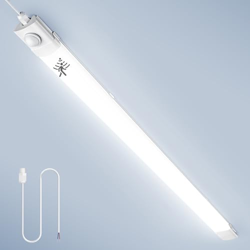 Struxly Neon LED 115cm avec Détecteur de Mouvement,6500K Blanc Froid Tube Sensor Lampe,40W 4000LM Reglette Sensor Lampe,IP65 Étanche Plafonnier LED Tube pour...