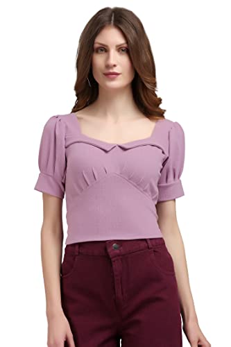 PURVAJA Women’s Imported Sweetheart Neck Top(Sara-186-Purple_Purple_Small)