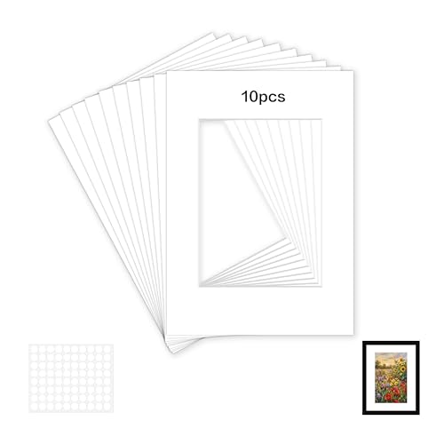 Hexizexi 10 Stück Passepartout Weiß 21x29.7 cm Außenmaße 14x19 cm Innengröße Passepartout Nach Maß 1.5 mm Dicke Passepartout karton für Fotos Kunstdrucken Bilder Poster