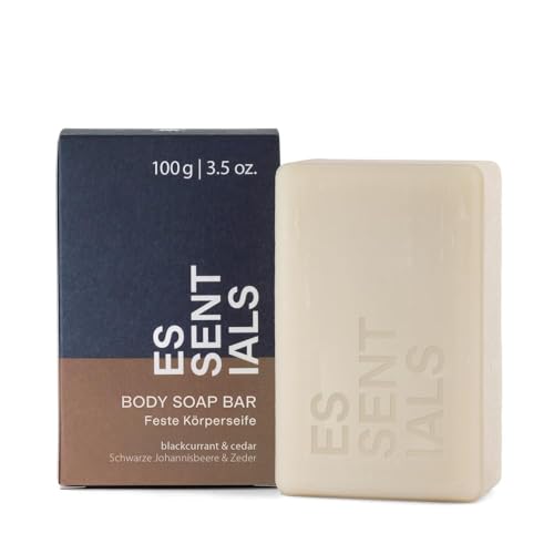 MÜHLE ESSENTIALS Körperseife - 100 g feste Seife für alle Hauttypen, vegan, unisex - schwarze Johannisbeere und Zeder
