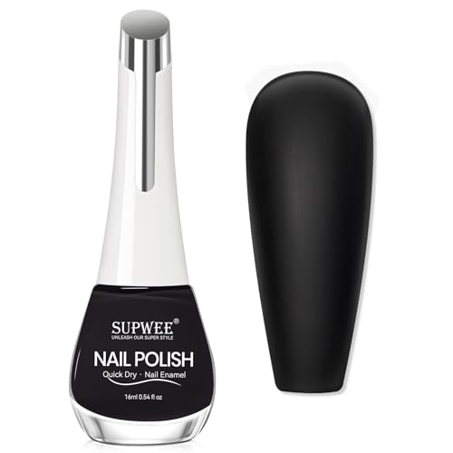 SUPWEE Black Nail Polish Quick Dry Nail Polish Fall Colors Matte Effect Fast Drying Regular Nailpolish Air Drying Lacquer Oil-based Air Dry Vegan Fast Drying Streak Long Lasting