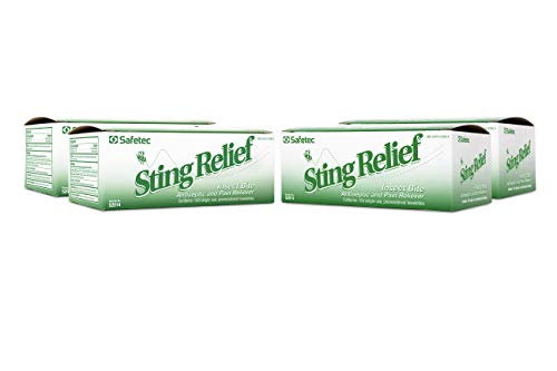 Safetec Sting Relief Wipes 150ct Box (4 Pack of 150ct Wipes - 600 Sting Wipes) for Insect Bites & Stings