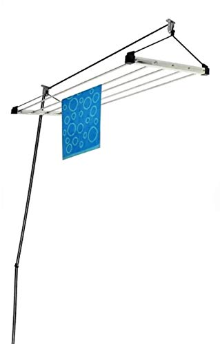 Image of LAKSHAY Heavy Duty Stainless Steel 6 Pipe X 6 Feet (Blue) Economy Model with UV Protected Nylon Rope Ceiling Cloth Dryer | Cloth Drying Stand for Balcony | Clothes Stand for Drying