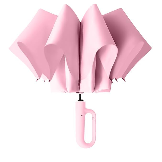 Image of TEKCOOL UV Umbrella with Novelty Carabiner Handle, Travel Umbrellas for Rain and Sun Windproof Compact, Automatic Open Close, 8 Ribs, Portable Umbrella for Men and Women(Pink)