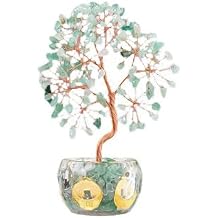 Kingzhuo Rainbow Crystal Tree of Life Figurine Feng Shui Altar Decor for Wealth & Good Fortune Green