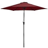 Sweetcrispy 9FT Patio Umbrella with Push Button Tilt and Crank, Outdoor Pool Umbrella with 8 Sturdy Ribs for Market, Terrace, Beach, Outdoor Restaurant - Burgundy