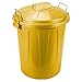 Tradineur - Cubo de Basura de plástico Resistente con Tapa y Asas, contenedor de residuos, Papelera, Reciclaje, Industrial, hogar (Amarillo, 70 litros)