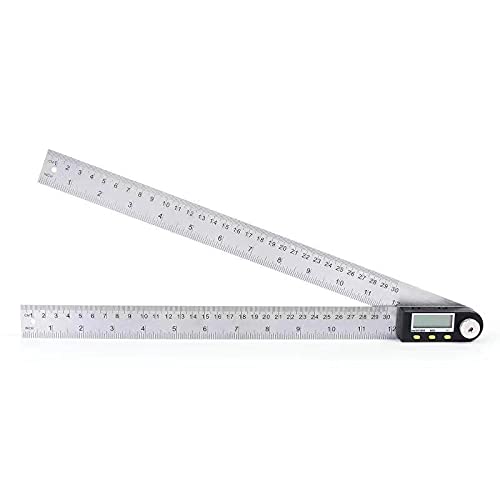 Delgada 12 inch/300mm Digital Angle Finder Tool Stainless Steel Digital Protractor Angle Ruler Finder Tool for Woodworking with Zeroing and Locking Function Battery