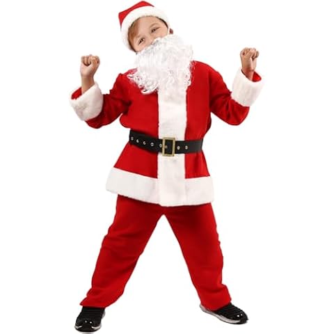 SHEJIZE Kids Santa Costume Children's Santa Claus Costume for Kids Santa Suit(5-6Years) Red Cover