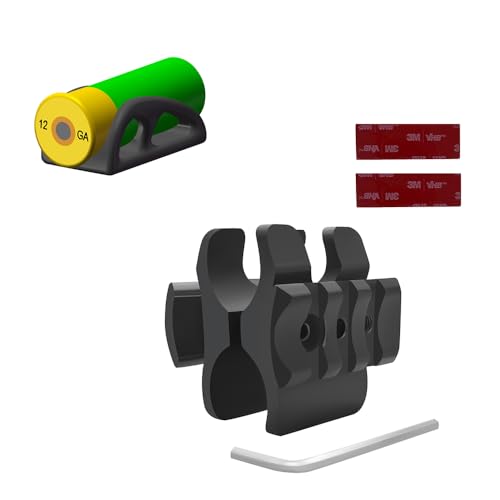 Gotical Tactical Shotgun Barrel Clamp Mount w/Built in 2-side 3-Slot Picatinny Rail Mount (2 PCS 4x6 mm Gasket Silicone Elastomer Included) Single Extra Shell Holder, Match Saver with 3M Tape Included