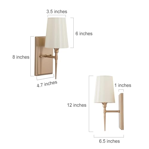 Image of Sconces Wall Lighting, Modern Gold Wall Sconce with Fabric Shade, Bathroom Wall Light Sconces for Bedrooms, Living Room, Kitchen