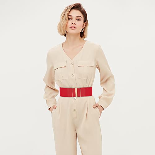 Women's Fashion Vintage Wide Waist Belt Elastic Stretch Belts With Interlock Buckle plus Size Exercise Belt3