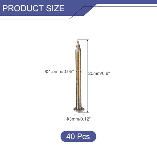 uxcell 40 piezas clavos pequeños de latón 1.5mm x 20mm para madera, tornillos decorativos tono bronce miniatura 2
