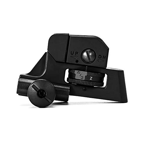 KNINE OUTDOORS Premium Level Rear Iron Sight with Windage & Elevation Adjusting Knob for Rifle with Picatinny Rail