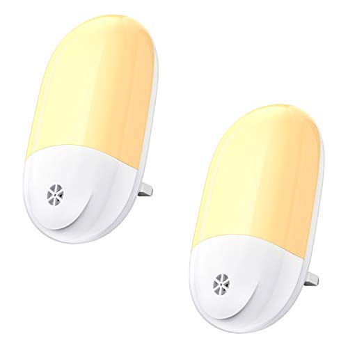 Criacr Plug-in Night Light, LED Night Light with Dusk to Dawn Photocell Sensor, Night Lamp Plug in Wall, Auto ON/OFF Lighting Sensor Wall Light for Stairs, Hallway, Bedroom, Chiristmas Gift (2 Packs)