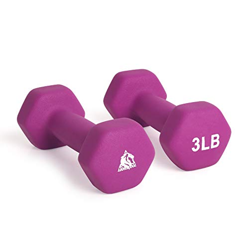 Lionscool Neoprene Coated Dumbbell Weights (Purple 3Lb Pair) #TOP4