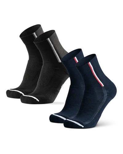 DANISH ENDURANCE Calze Uomo Lana Merino da Ciclismo, Calze Termiche Traspiranti, 2 Paia, Multicolore (1xNero, 1xBlu Navy), 43-47