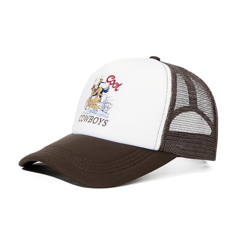 Image of Vintage Trucker Hats Men Women Funny Cute Cowboys Trucker Hats Country Caps Adjustable Snapback Retro Trendy