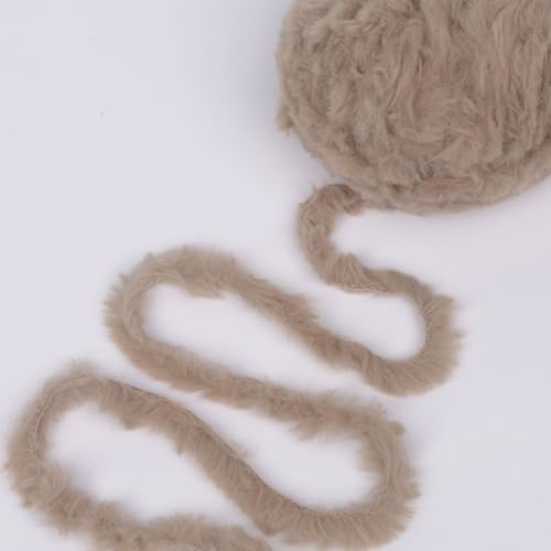 Image of NICEEC Faux Fur Yarn Super Soft, Chunky & Fluffy, Eyelash Yarn for Crochet & Knitting(Total Length 210yds /10.6oz) - Brown Series /300g