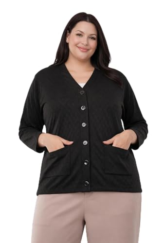 Image of Women's Warm Woolen Cardigan, Full Sleeve Knitwear, Winter Sweater with Front Pocket, Plus