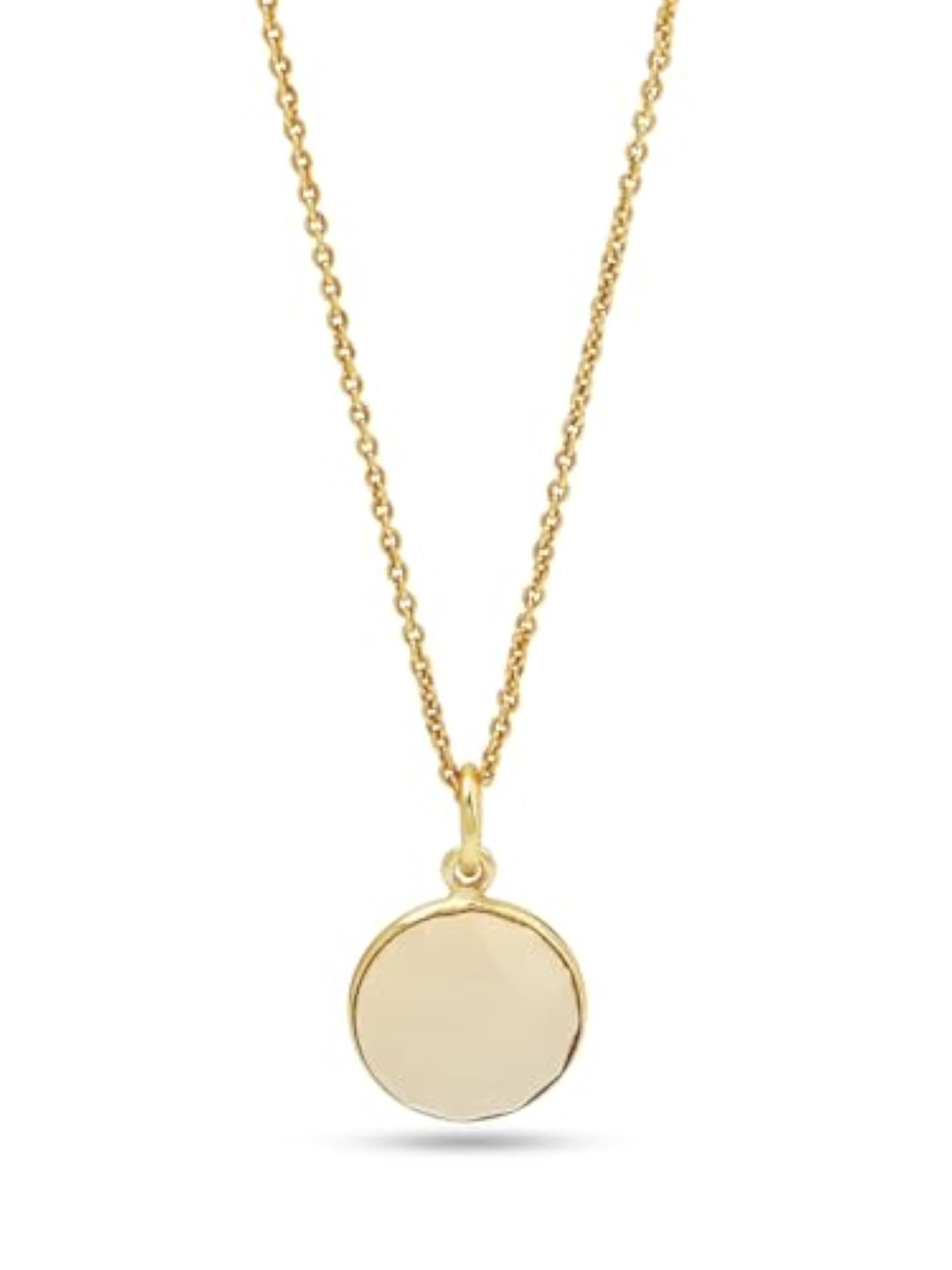 Women's 22K Gold Plated White CZ Round Solitaire Pendant Necklace