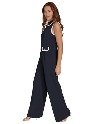 Image of Tommy Hilfiger Women's Pocketed Collared Contrast Sleeveless Dress