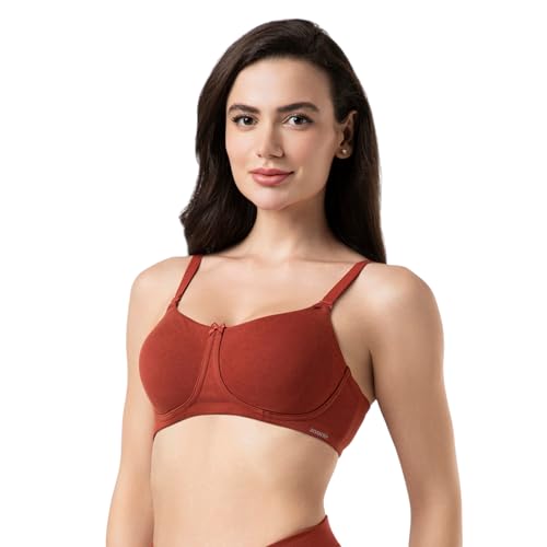 Image of Amante Women's Essential Comfort Non-Padded Non-Wired Full Coverage T-Shirt Bra | Seamless Cotton Blend | Moisture-Wicking Fabric | All-Day Support Bra