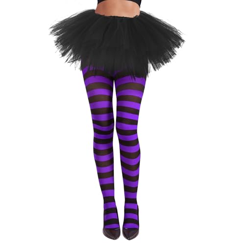Image of American Trends Striped Tights for Women Witch Tights Halloween Costume Stretchy Pantyhose Stockings