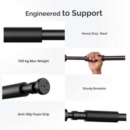 Image of Cult Adjustable Pull-Up Bar for Home for Kids and Adults | 100 kg Weight Capacity | Heavy-Duty Steel Wall Mounted & Doorway Bar | Anti-Skid Grip Multi-Grip Pull-Up Bar for Home Workout | No-Drill Installation for Pull Ups, Chin Ups & Core Training | Size - 60-100 cm