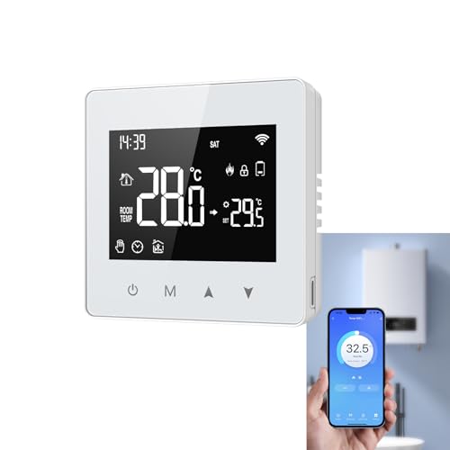 Termostato Inteligente WiFi para calefacción de Caldera de Gas, Controlador de Temperatura programable Tuya/Smart Life, Control Remoto, Ahorra energía y costos, Compatible con Alexa Google Assistant