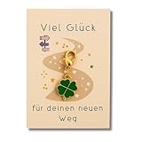 Milaboo® Kleeblatt Schlüsselanhänger mit Karte – Glücksbringer Geschenk für besondere Anlässe wie Prüfung, Reise, Einschulung, Operation, 12 Varianten, 55x85 mm (Neuer Weg)