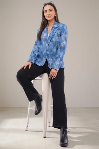 Image of SaintX Women's Premium Denim Textured 4-Way Stretchable Casual Blazer | Chic Regular Fit | Lightweight Summer Friendly | Fully Lined | Office, Travel, Dailywear | (Available in Plus Sizes)