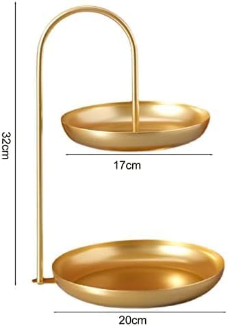 Mumusuki Tiered Tray Stand, 2 Tier Iron Waterproof Fruit Serving Tray Double Tier Storage Platter for Home Office Party Wedding Decor (Gold), Mumusukifu05r2np3b-11
