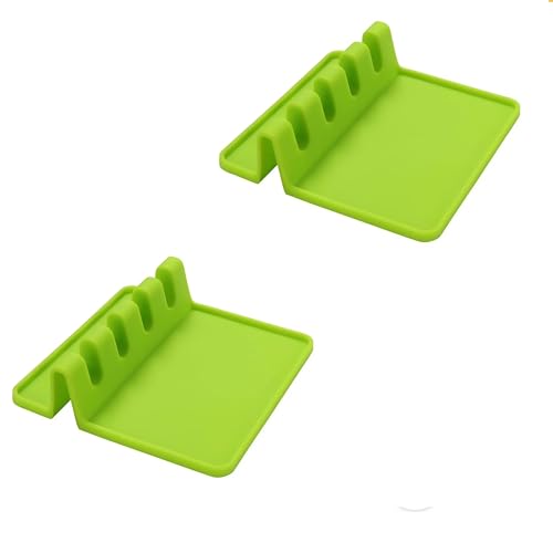 Ezonedeal Kitchen Silicone Utensil Rest, Silicone Spoon Rest for Stove Top Cooking Tools Ladle Kitchen Utensil Holder Heat Resistant Spoon Rest Organizer Rack Storage Cooking Tool Holder - Green