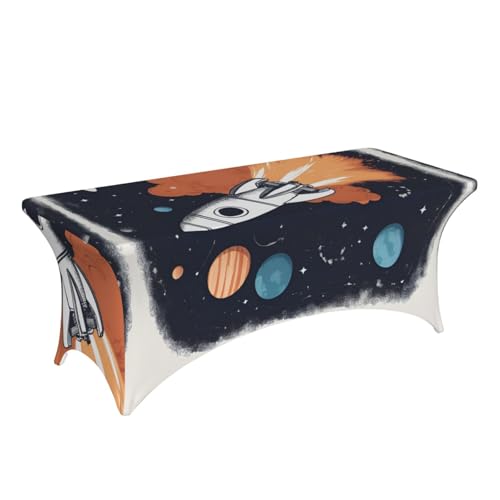 Nappe rectangulaire extensible espace et fusée lavable d'un coup d'éponge - 4