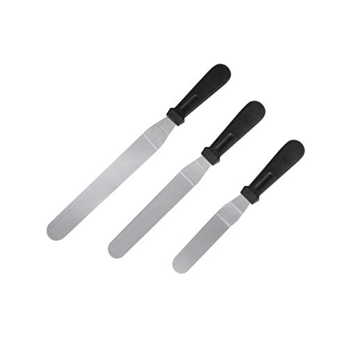 Newcomdigi Juego de 3 Espátula Acodadas de Repostería Cuchillo de Acero Inoxidable para Decorar Glasear Tartas Postres