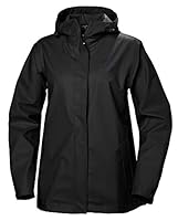 Helly Hansen Women's Moss Hooded Fully Waterproof Windproof Raincoat Jacket, 990 Black, Large