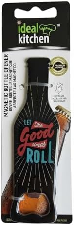 Magnetic Beer Bottle Opener 2-in-1 Stainless Steel, "Let Roll The Good Times" – Fridge Magnet for Cans & Bottles image 3