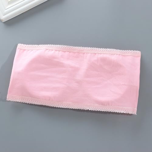 4 Pack Girls Bandeau Strapless Padded Bralettes Cami Wireless Tube Bra Seamless Lace Trim Cotton Bra for 8-14 Years4