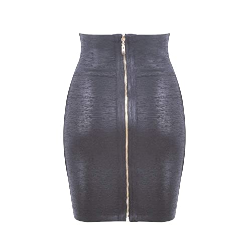 Elastic Leather High Waist Bodycon Mini Skirt3