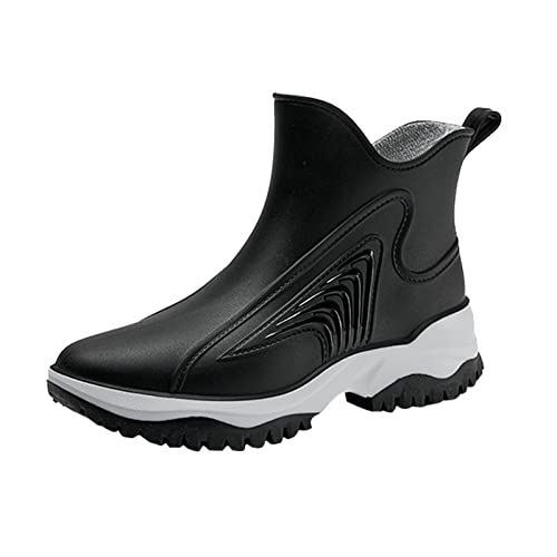 Botas Impermeables Elegantes para Mujer Calzado de Exterior con de Goma Antideslizante para Uso Diario Cómodo (Black, 39) #71