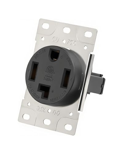 GELRHONR Nema 14-30R 4 Prong Dryer Outlet, 30 Amp 125V 250V Flush Mount Power Receptacle for Electric Dryers, Ranges, Welders, Plasma Cutters and More, 3 Pole 4 Wire (NEMA 14-30R)