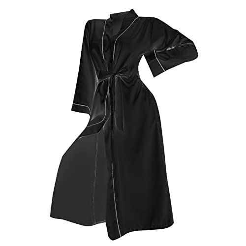 Conjunto de camisón y bata para mujer, albornoz suave y camisón de satén para dormir, informal, holgado, conjunto de pijama con tirantes delgados, ropa de casa ligera, traje de ocio de dos piezas