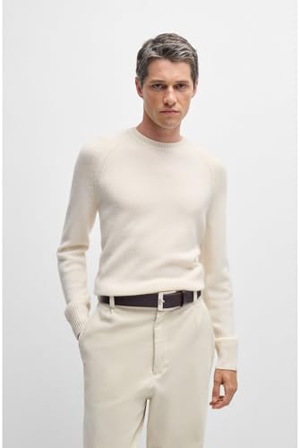 BOSS Men's Logo Silver Metal Buckle Buffalo Leather Belt3