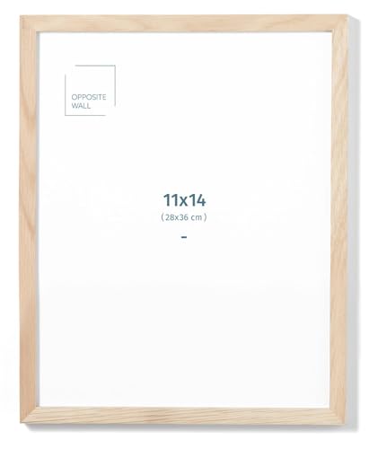 Opposite Wall - 11x14 in - Natural Solid Oak Wood Picture Frame - Lightweight, Versatile & Shatterproof - Wall Hanging Poster or Photo Frame - Wall Decor for Office, Gallery & Home