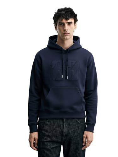 Sweat à capuche manches longues homme bleu marine taille 46 contre le froid