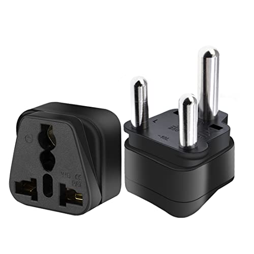 JORINDO 2 pcs South Africa Travel Plug Adapterï¼ŒSouth Africa Big 3 Pins Type M Outlet Travel Power Adapter South Africa Plug Big 3 Pins Adaptor for South Africa Socket (Black)