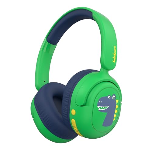 JBUNION Bluetooth Kids Headphones, Wireless Headphones for Kid with Mic, 75/85/94dB Volume Limited, Includes 3.5mm Aux Cord, Foldable Dinosaur Teens...