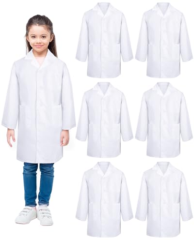 Taiyin 6 Pcs Doctor Coat Costume for Kids Lab Coat Unisex Uniform for Boys Girls Children Nurses Graduation Season Science(XL Size)