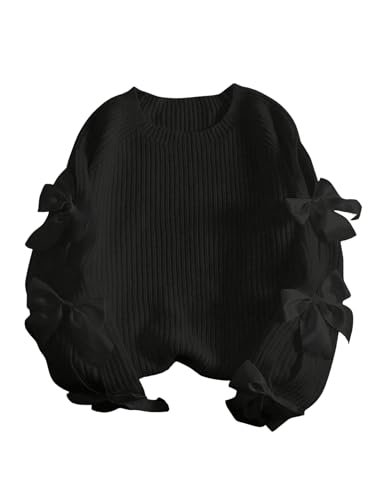 SHENHE Women's Plus Size Sweaters Bow Cutout Crewneck Long Raglan